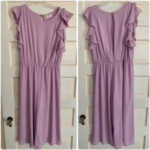 Lilac Flowy Jumpsuit with Ruffled Sleeves - Size Large